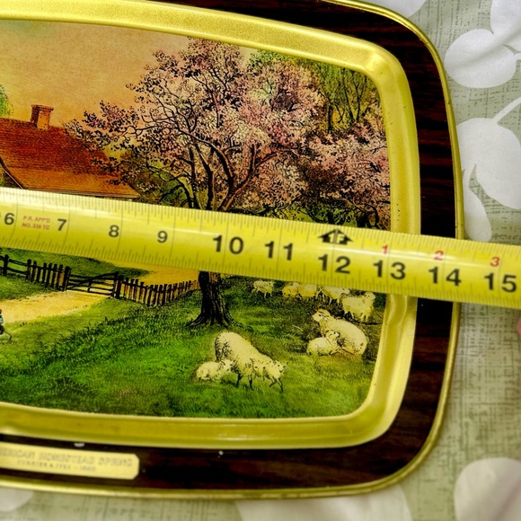 VTG Colonial Farm Cottagecore Farmhouse Metal American Homestead Dream Platter - Picture 6 of 6